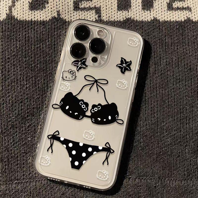 Niche Cartoon KT Bikini iPhone Case for Apple 15PROMAX/14/13/12/11 - Transparent & Hot-selling.