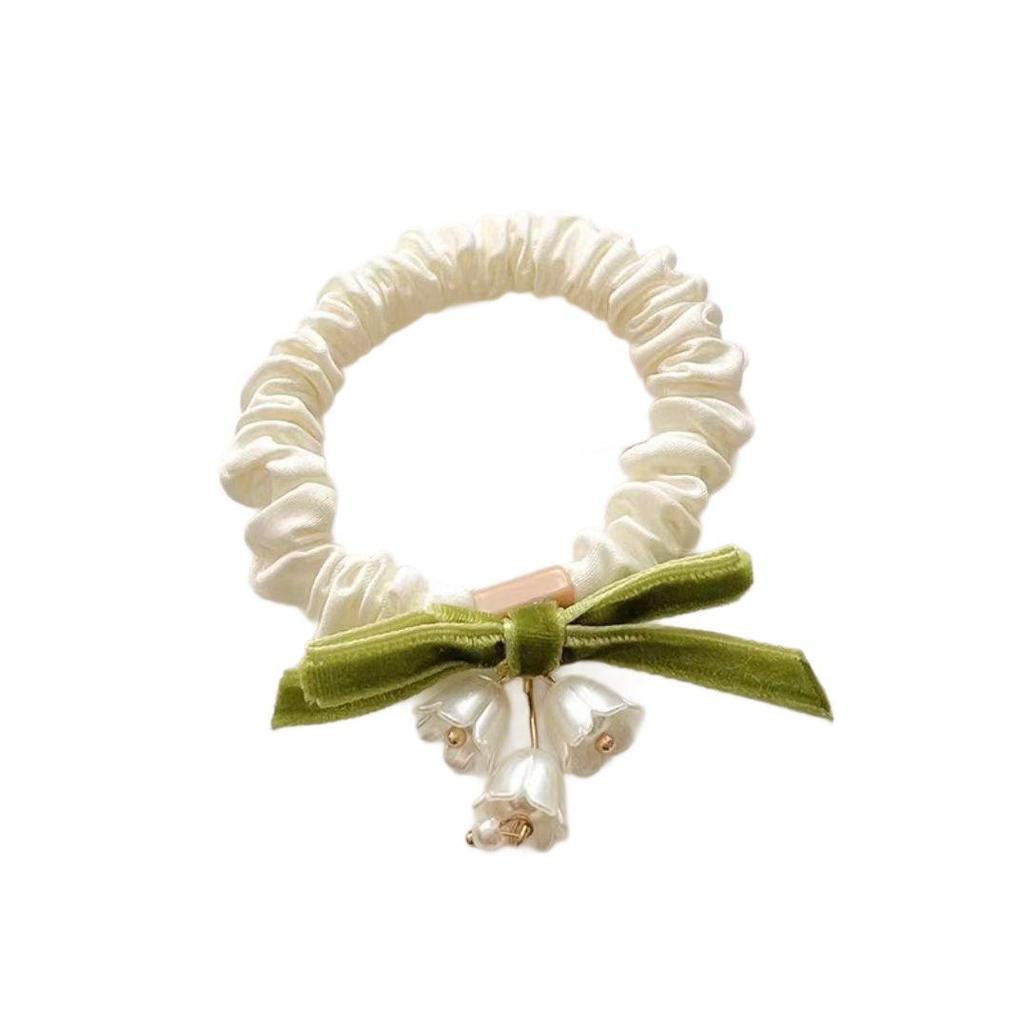 Fresh Lily of the Valley Hair Tie - Large Bowknot Elastic Band for Mori Girl Hairstyles
