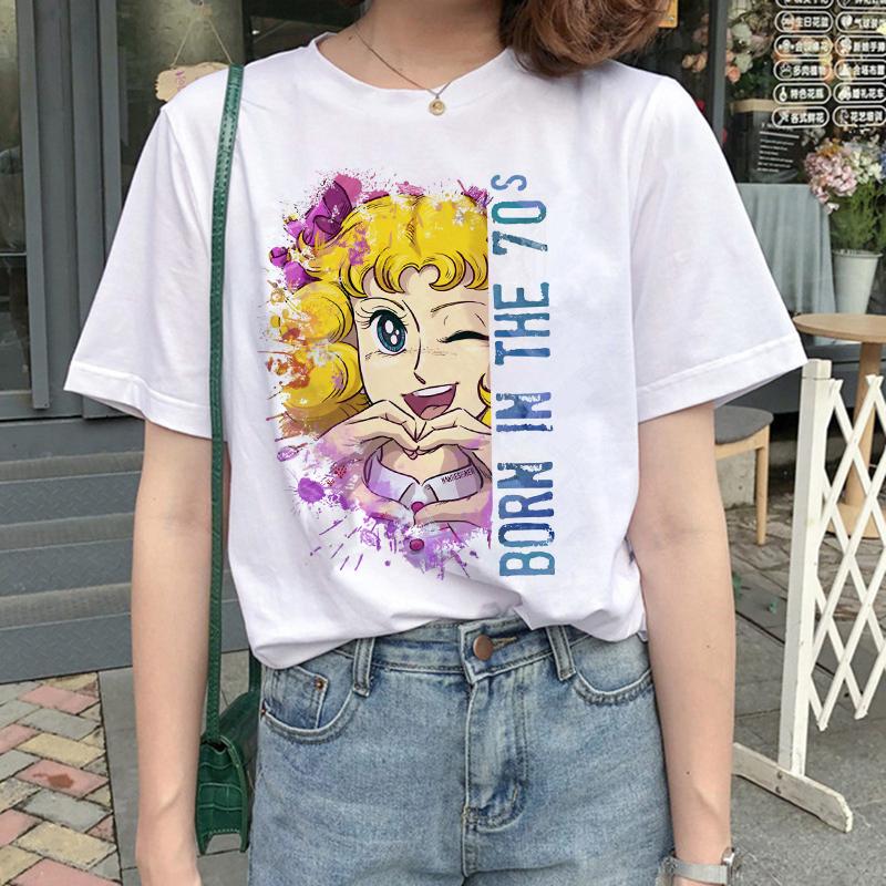 Kawaii Candy Candy Anime Summer Top Tshirt Femen Print T Shirt Grunge Anime Manga T Shirt Top Tees Graphic Aesthetic