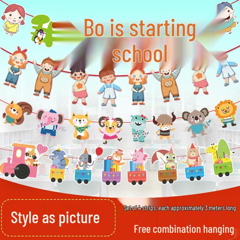 Kreative Back-to-School Cartoon Banner Dekoration für Klassenzimmer und Kindergärten