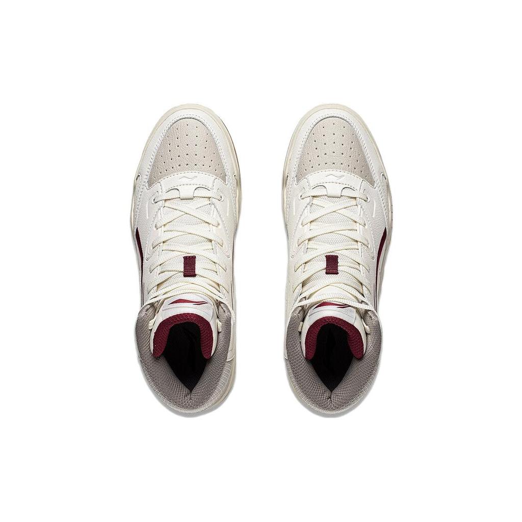 Li Ning Desert Plains Cushioning Lightweight High Top Skateboard Shoes Men's White Gray AGCT285-2