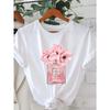 Womens Paris Floral Print Tee Black 200gsm Polyester Knit Fabric Crew Neck Short Sleeve Soft All Season Casual Top