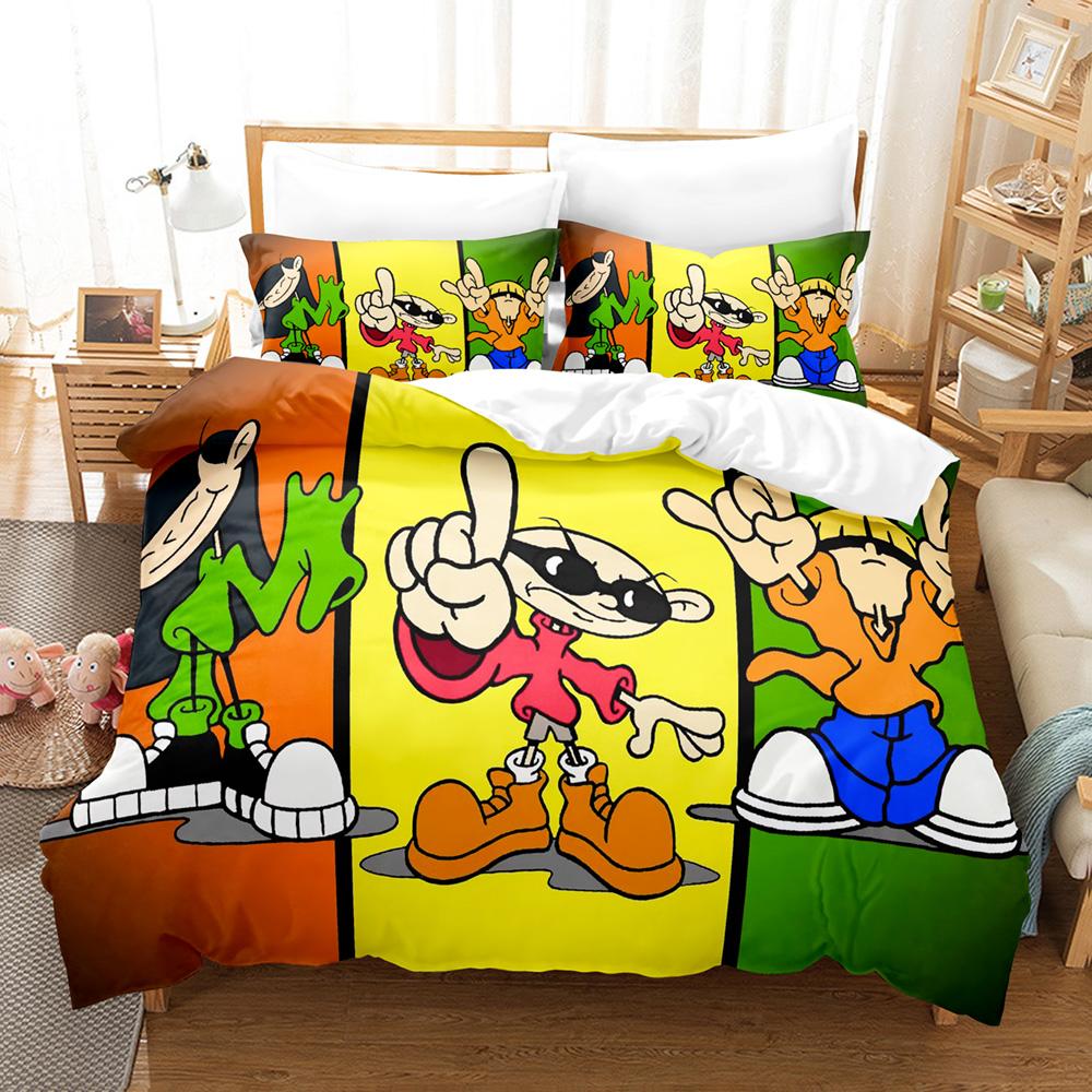 Childhood Memories Nigel Uno KND Retro Cartoon Duvet Cover Set 3PCS Bedding With 2 Pillowcases Nostalgic Text Art Home Decor