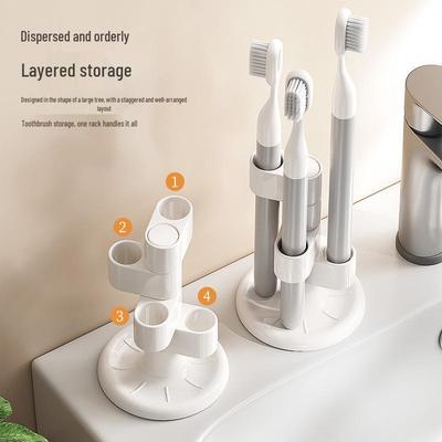 Rotatable Toothbrush Holder & Makeup Brush Organizer: Multi-functional Bathroom Storage Rack
