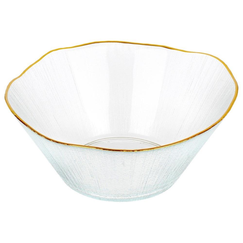 Golden Glass Bowl Salad Glass For Salads Dishes Meals Fruits 1.2L