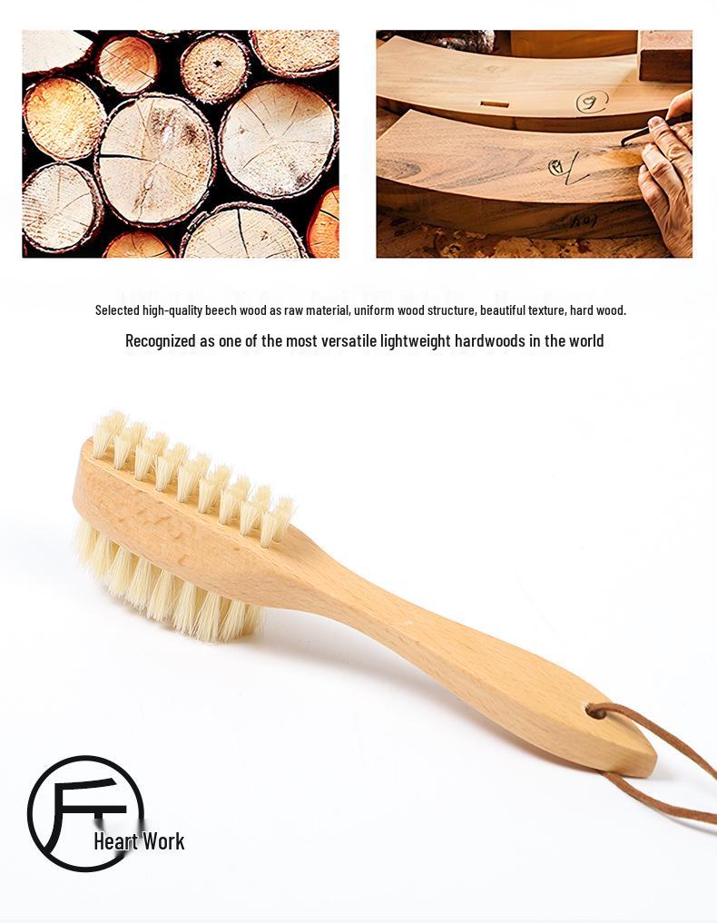 Dual-Sided Long Handle Solid Wood Boar Bristle Nail Brush