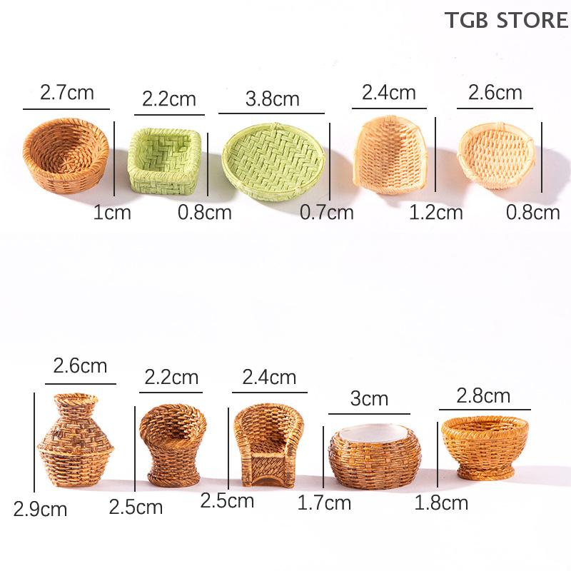 1Pcs 1:12 Miniature Woven Frame Storage Basket Vegetable Food Kitchen Model Decor Toy Doll House Accessories