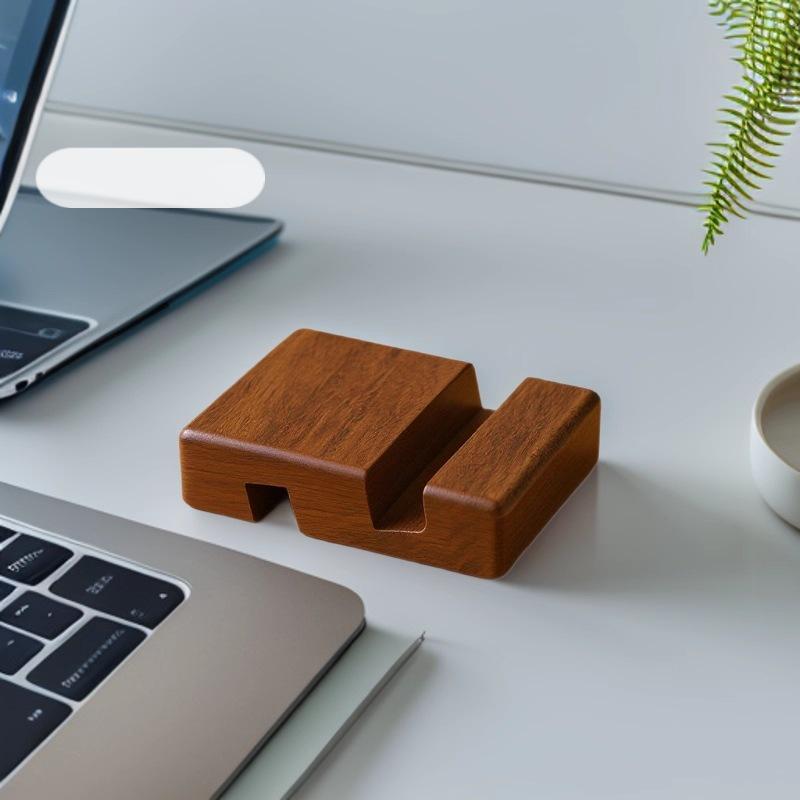 Walnut Dual Slot Wooden Phone Stand - Portable Desktop Holder