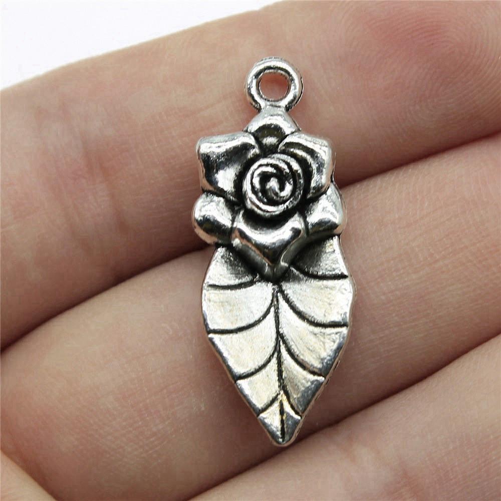 Foglie Grandi Dettagliate Fascino Botanico Bronzo Antico Lega di Zinco Materiali per la Creazione di Gioielli Stile Fabbricante di Gioielli Fascini Metallici