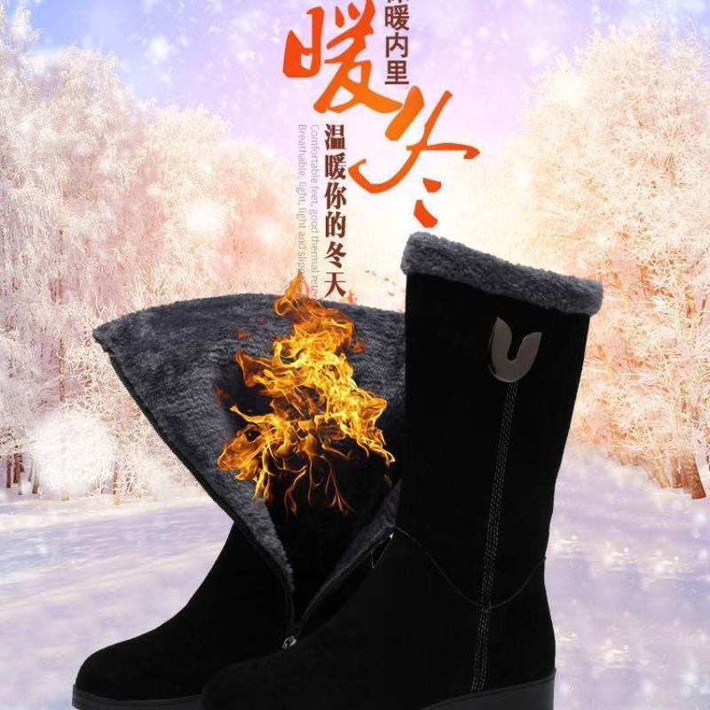 Winter Womens Boots Suede Mid-calf Boots Thick Plush Warm Snow Boots for Women Non-slip Platform Cotton Boot Botas Mujer