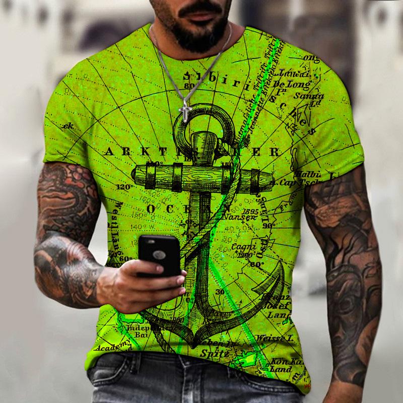 

Літні чоловічі матроські якір Чоловічі футболки з 3D друком в європейському та російському стилі ретро 3XL