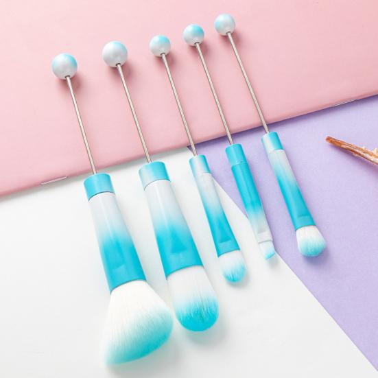 5Pcs/Set DIY Beadable Makeup Brush 5 Sizes Synthetic Kabuki Foundation Loose Powder Eyeshadow Concealer Brow Blush Blending Cosmetic Brush