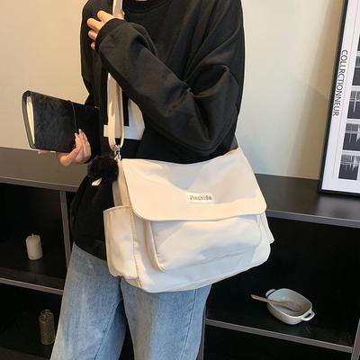 Einfache Schultasche für Studenten, Schultertasche, Handtaschen aus Nylon, einfarbig, Freizeit, große Kapazität, Umhängetasche, Herren, Damen, Tragetasche, Schultaschen