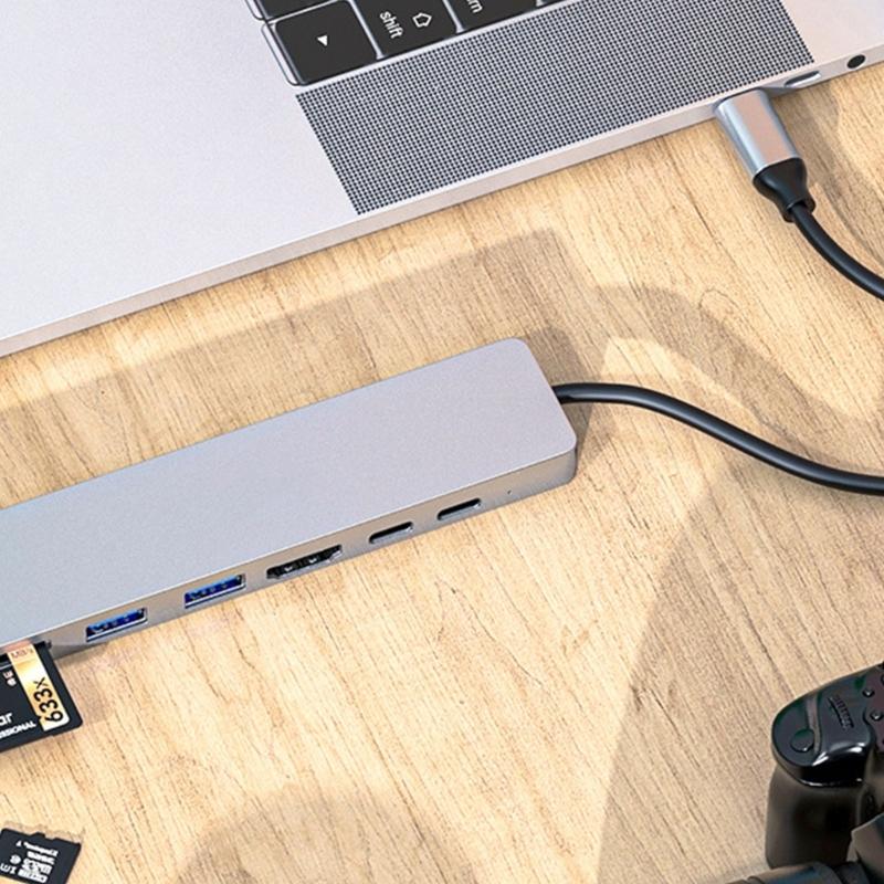 Type C Docking Stations Portable 4K HDMIs Splitter USB C To HDMIs Adapter with TF Card Slot PD100W Fast Charging