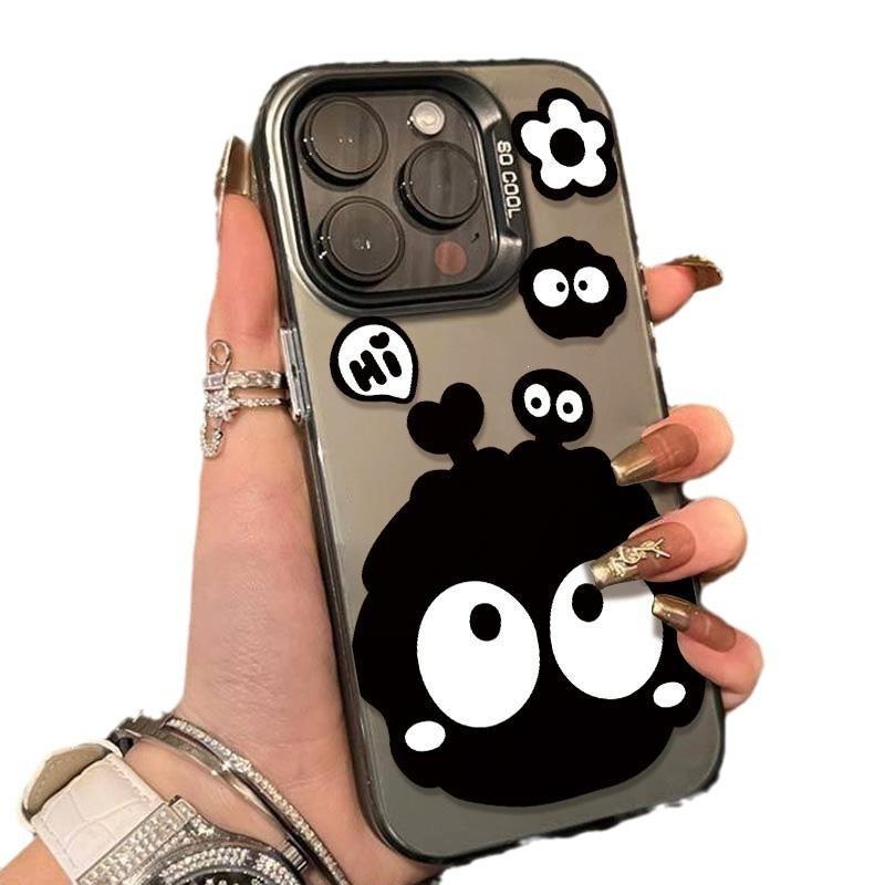 Cute cartoon big eye black briquettes for Apple 16PROMAX high-end iPhone14 Internet celebrity 13 mobile phone case xr
