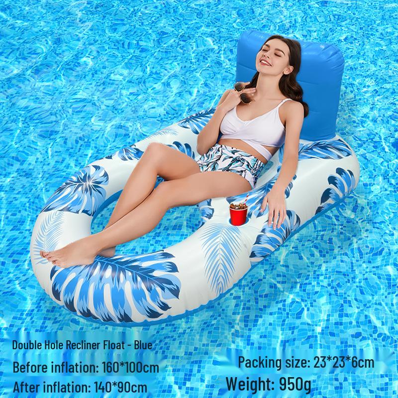 Tumbona Flotante Inflable Plegable Transfronteriza con Respaldo y Malla