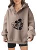 2025 new European and American Halloween women's hooded sweater front and rear pattern winter fleece loose casual