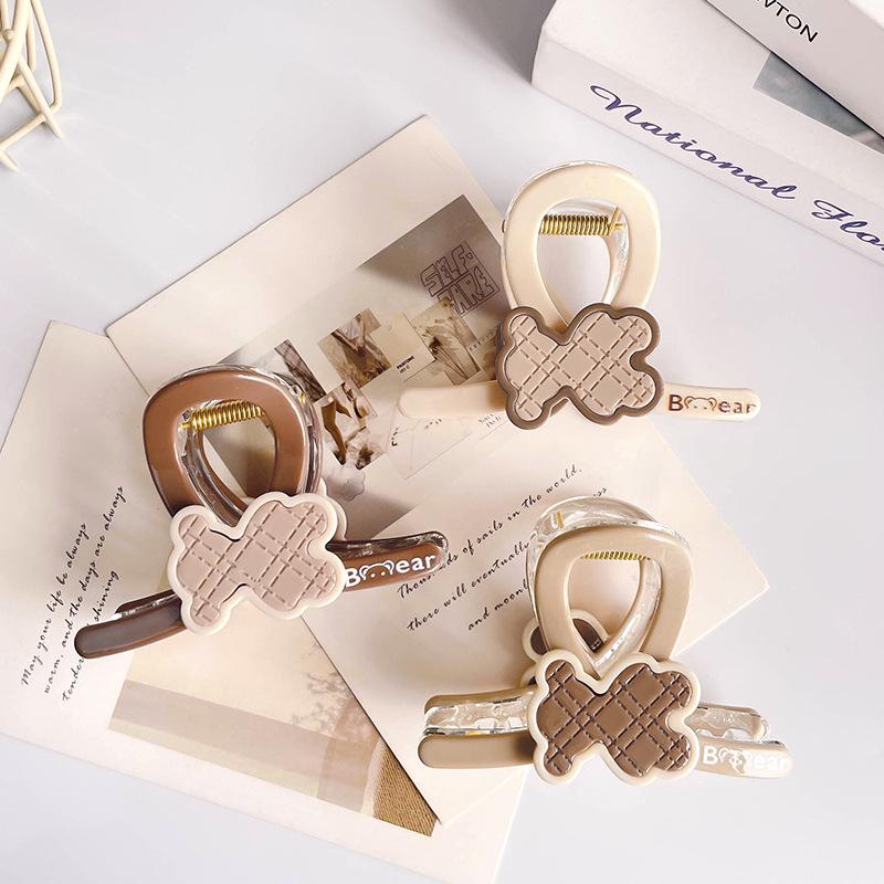 Korean High-End Cute Bear Pattern Claw Clip for Girls