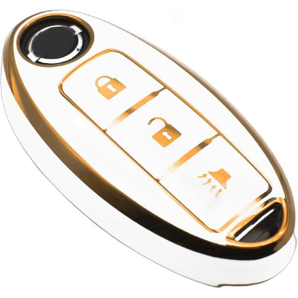 FEYOUN Key Fob Cover Compatible with Nissan 370Z Armada Kicks Murano Pathfinder Rogue Titan Versa Note Infiniti Smart 3 Buttons TPU Remote Keyless