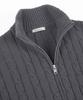 BIRBANTE Washable Cotton Cable Two-Way Knit Zip-Up - Grey