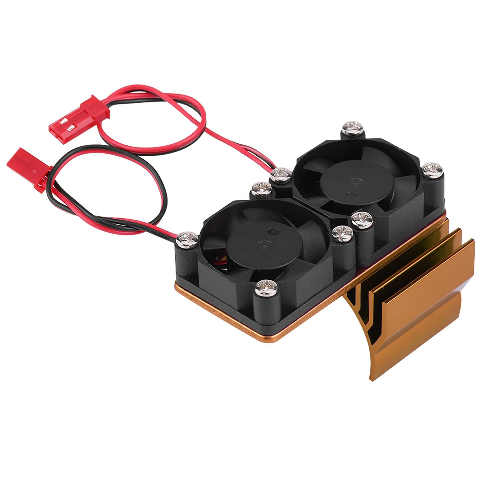 

540 550 Motor Twin Cooling Fan Heat Sink With for 1 10 Scale Electric RC Car Gold