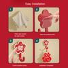 4Pcs Red Flower Adhesive Hooks Good Luck Bathroom Hooks Chinese Style Wall Hooks for Coats Hats Keys Kitchen Entryway