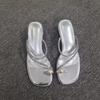 Vintage gentle pearl one-word strap sandals 2025 summer beach shoes outer wear