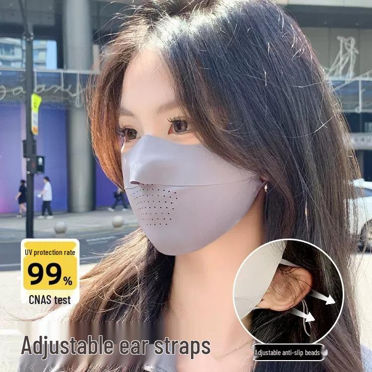 Damen 3D Nahtlose Sonnenschutzmaske - Eisseide, Atmungsaktiv, UV-Beständig, Augenschutz