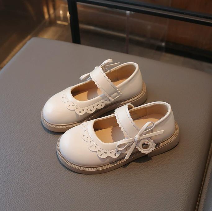 New Kids Mary Jane Shoes Spring Girls School Uniform Shoes Toddler Bow Decor Children Leather Shoes Non-Slip Platform Sole