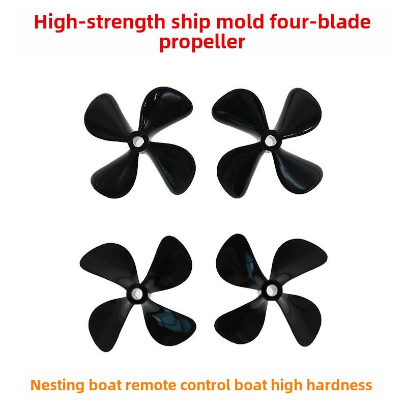 High-Strength 4-Blade 50/55/60mm Ship Model Propeller, 4mm Aperture, PC Material, Forward & Reverse Compatibility.