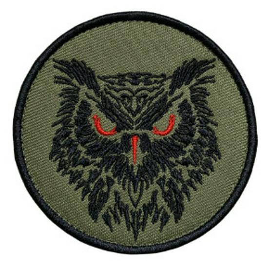 Embroidered Owl Arm Patch with Flag Design