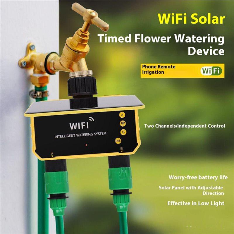 A74E-Solar Powered Wifi Smart Plastic Watering Timer Automatic Irrigation Sprinkler System For Garden Lawn Greenhouse 1 Water Un