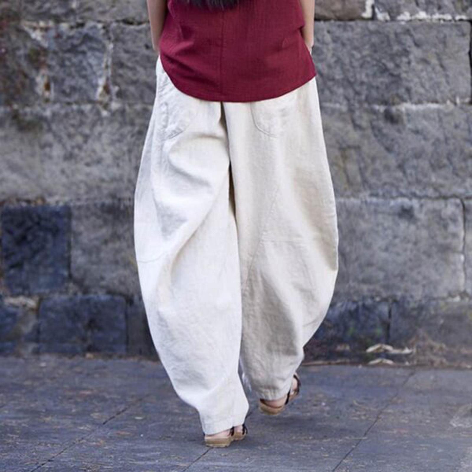 

2026 Women s Loose Cotton Linen Spliced Zen Meditation Pants Large