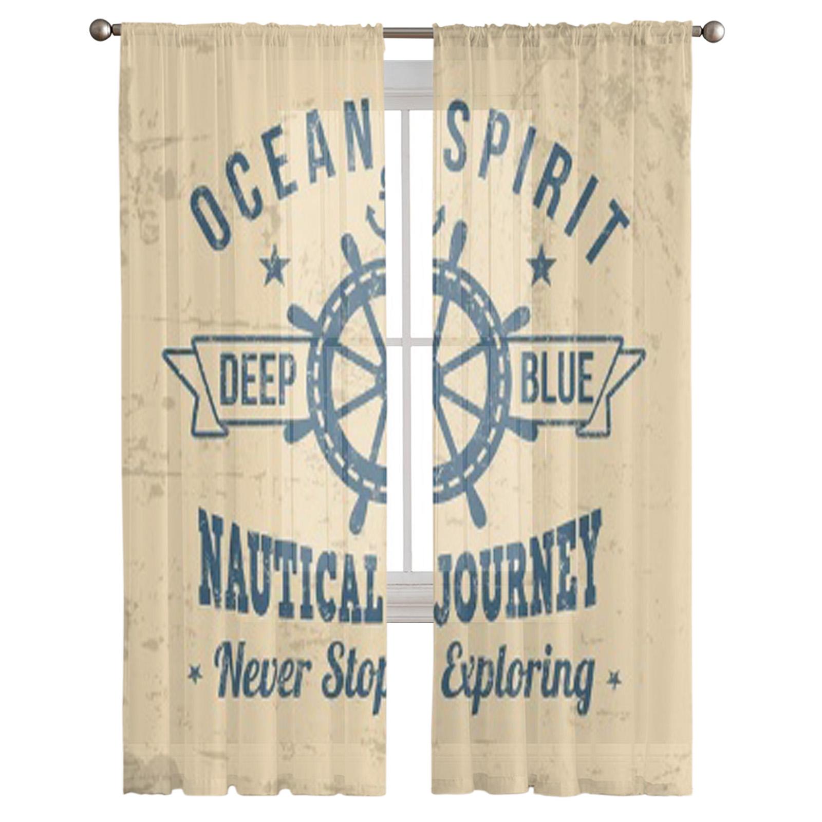 Винтажная парусная типография ретро прозрачные шторы для гостиной прозрачный тюль оконная — фото 2