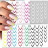 12 Sheets Self-Adhesive Nail Decals French Tip Nail Stickers Nails Art Decorations French Line Nails Art Stickers