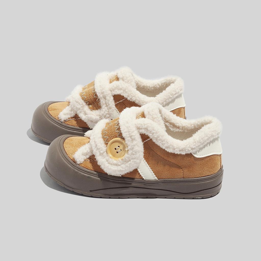 Belle platform Velcro German training shoes winter plush cotton shoes board shoes dad sneakers