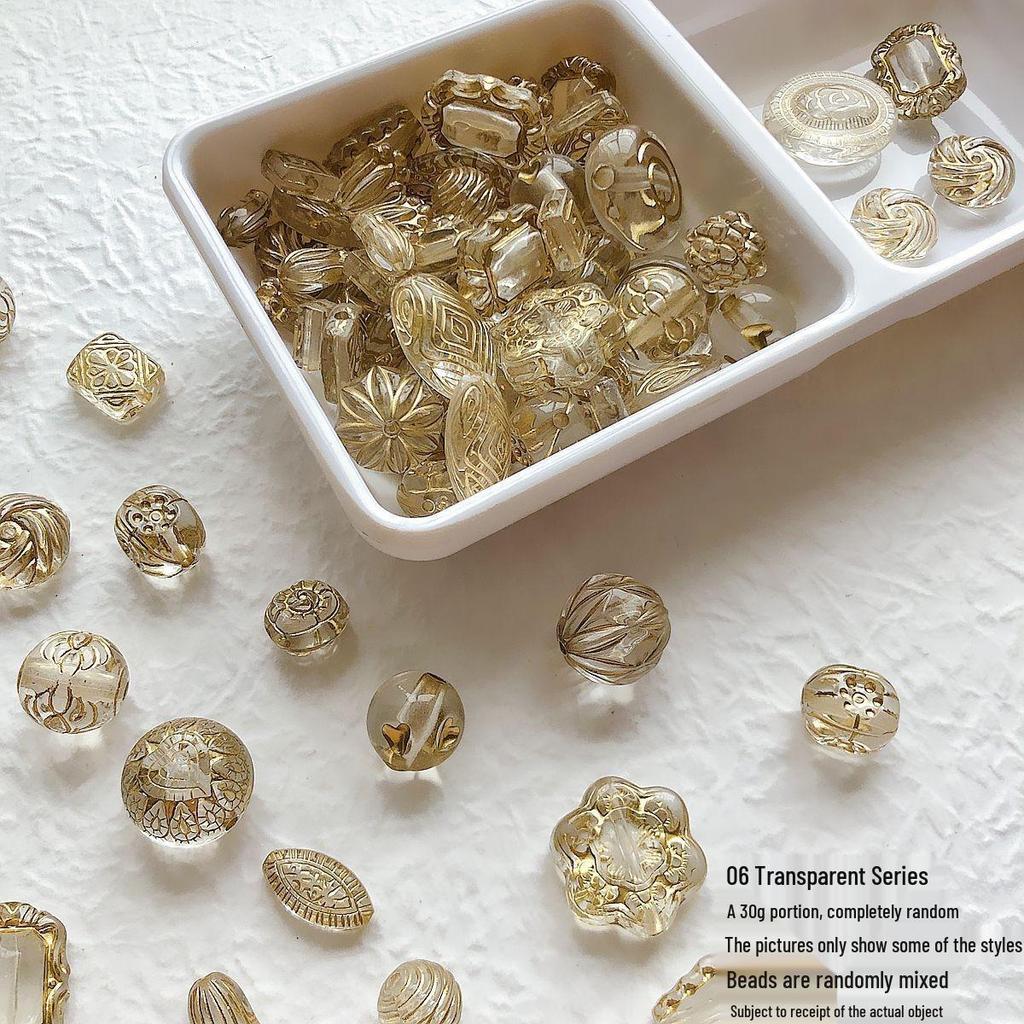 Retro Japanese Gold-Painted Acrylic Beading DIY Kit for Beginners