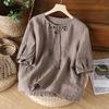 T-shirt for Women Summer Large Size Cotton Solid Color Soft Loose Casual Pullover T-shirt Top