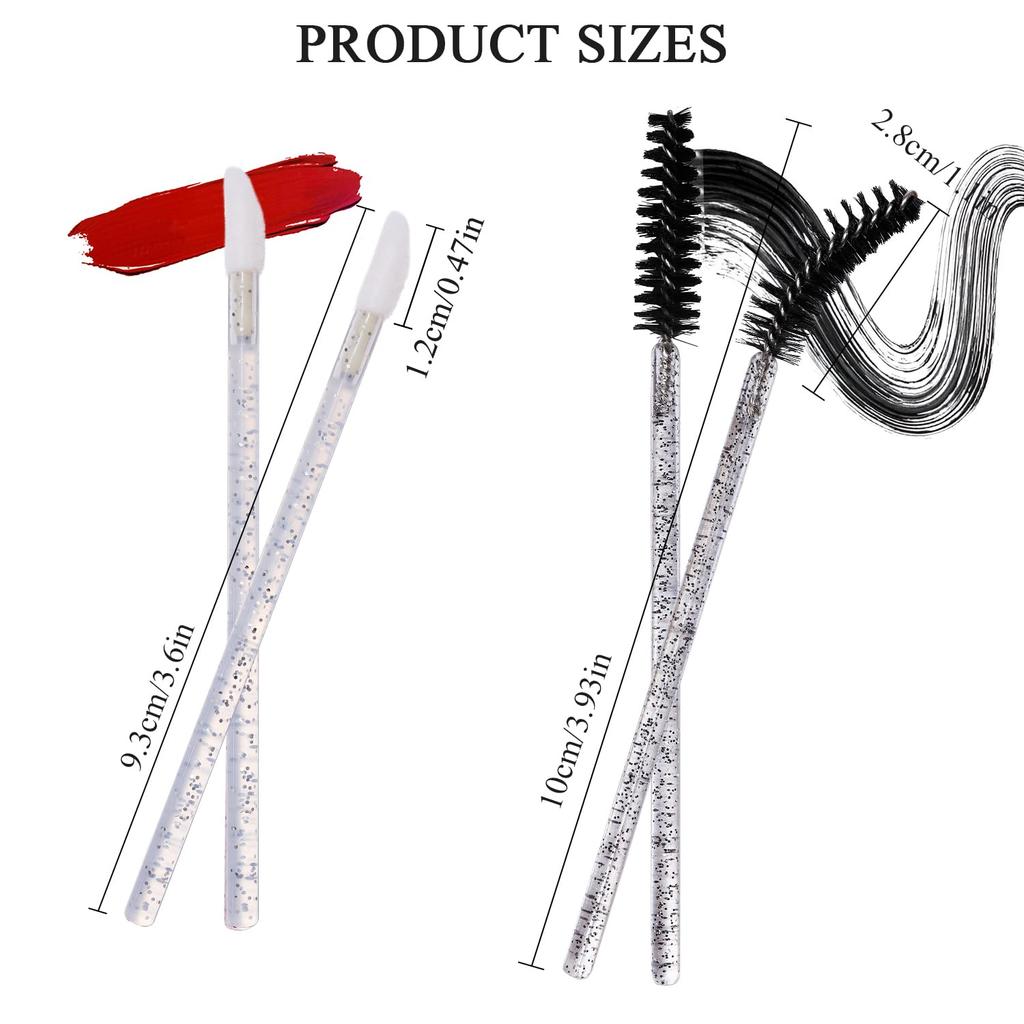 100PCS Disposable Makeup Brush Tool, Include 50 Lash Spoolies Mascara Brushes, 50 Crystal Lip Brushes, Disposable Applicators for Women Girls Beauty
