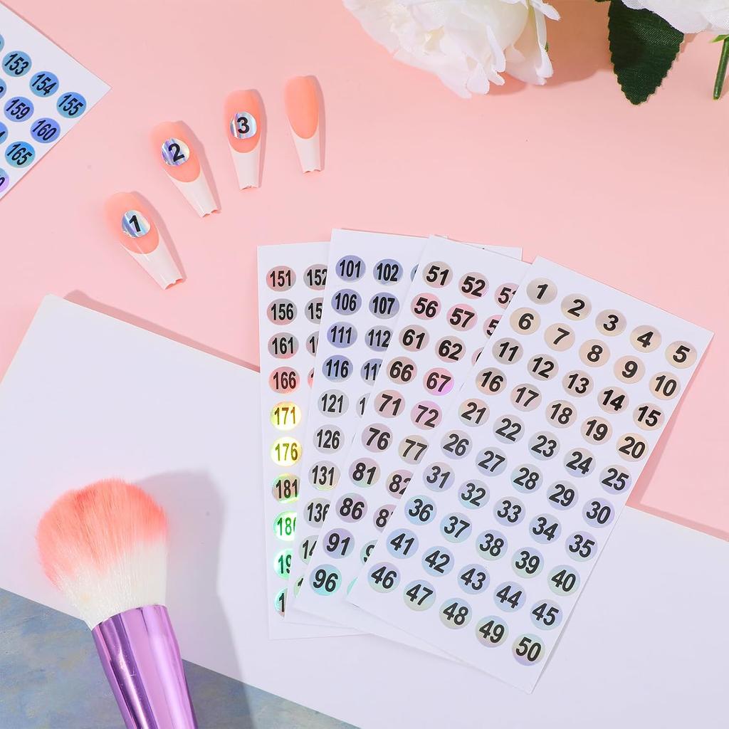 16 Sheets Round Clear Number Stickers 1-200 - Sparkling Self Adhesive Labels for Organizing Storage B & Boxes