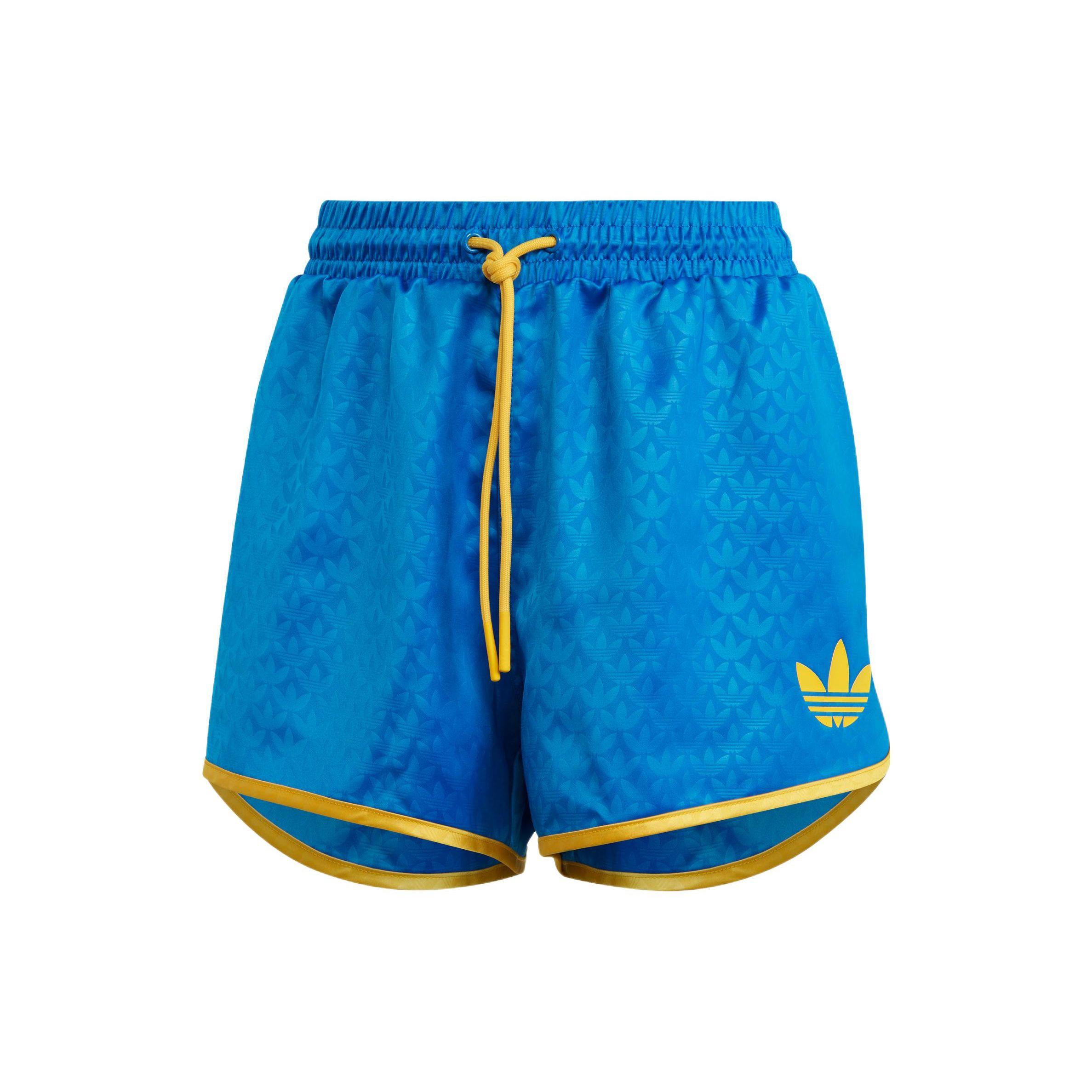 

Adidas Originals Heritage Monogram Logo Print Drawstring Waist Sports Casual Shorts Women Blue IB2063 XXS