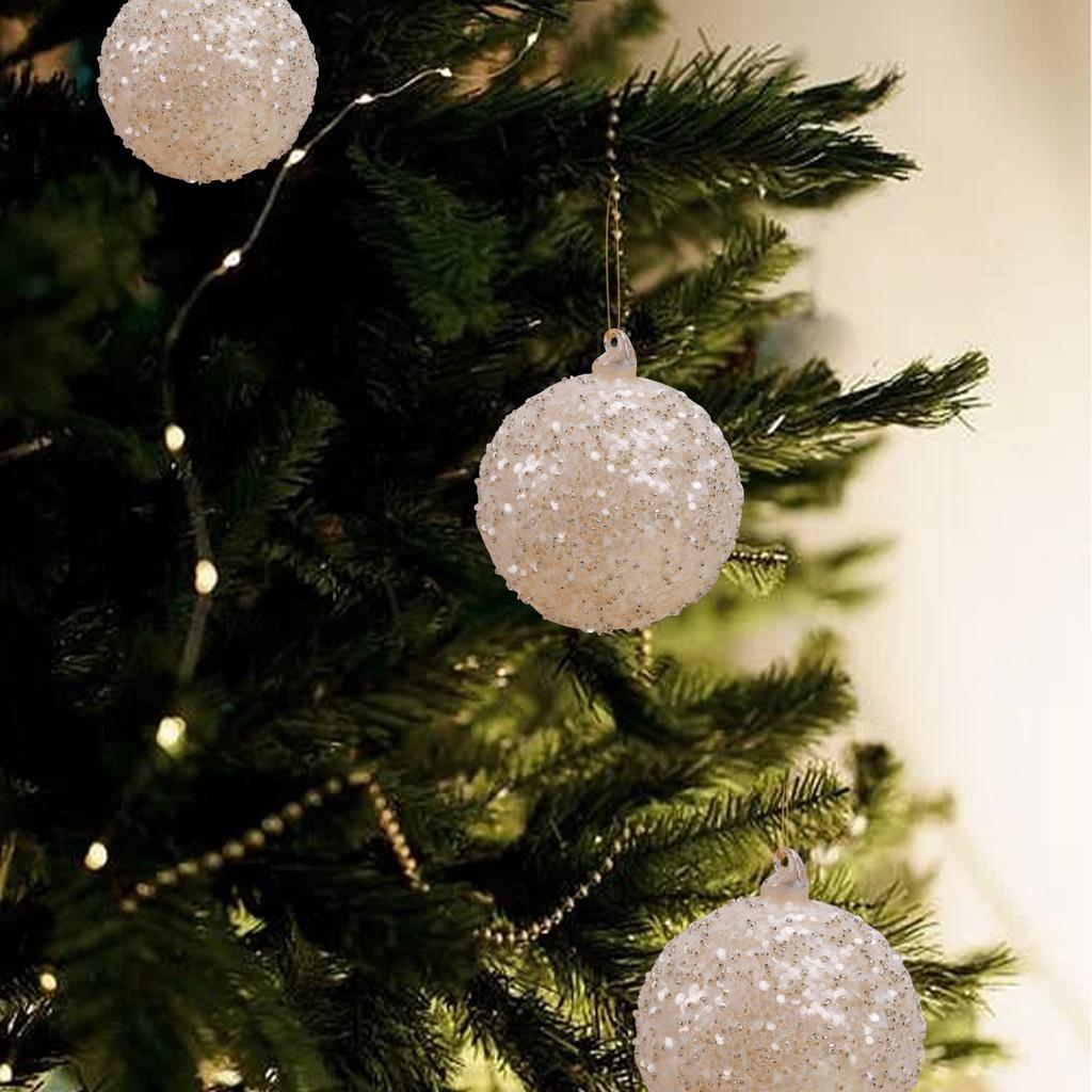 Xmas Ball Ornament Glass Hanging Xmas Tree Glitter Sequin Ball Decoration for Holiday Party Home Decor