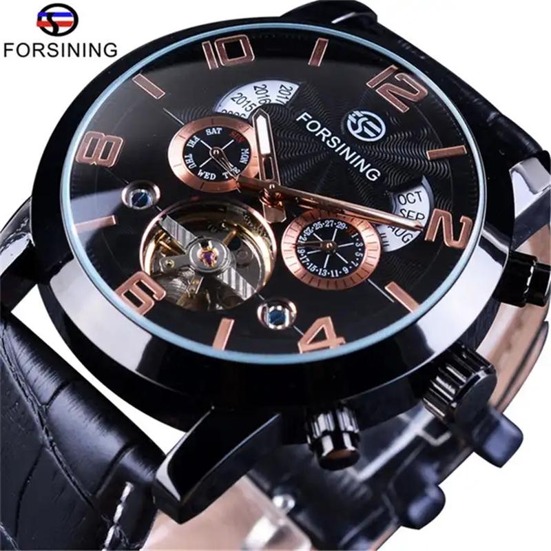 Forsining 165A Forsining Tourbillion Fashion bracelet Clock Multi Function Display Mens Automatic Mechanical Watches christmas