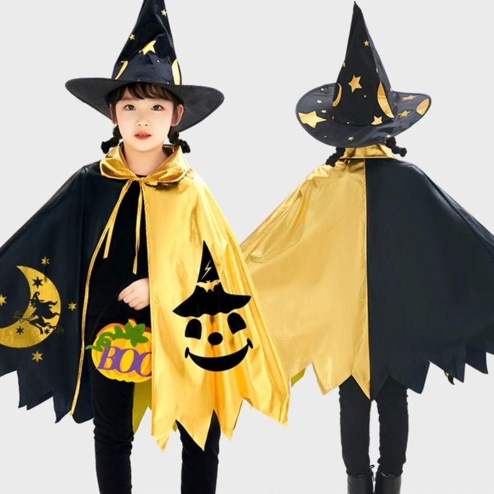 Pointed Hat Kids Halloween Cloak Hat Set Dressing Up Children Halloween Costume  Halloween Perform