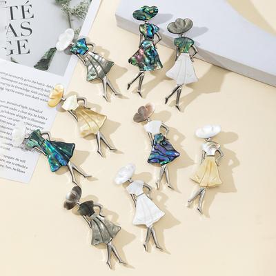 1 Adet, Zarif Bale Kız Şeklinde Broşlar, Kadınlar için Doğal Sedef Abalon Sedefli Broş İğnesi Sevgililer Günü Anneler Günü Tatil Takı Hediyeleri 8.2×3.3cm
