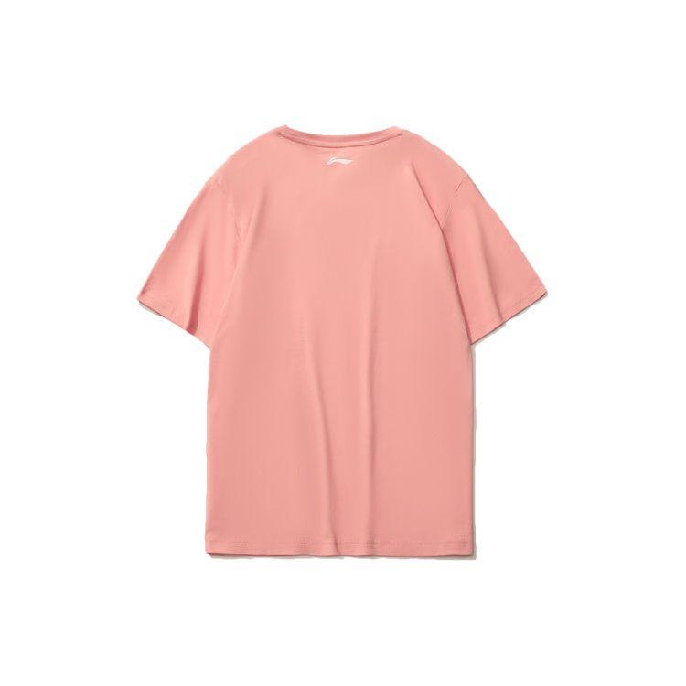 Li Ning Sports Fashion Series Casual Round Neck Short Sleeve Drop Shoulder T-Shirt Unisex T-Shirt Orange Pink AHSQ412-11