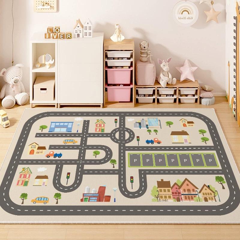 VIKAMA Children's Room Play Area Carpet Living Room Bedroom Children's Car Track Digital Puzzle Game Mat Baby Play Crawl Mat