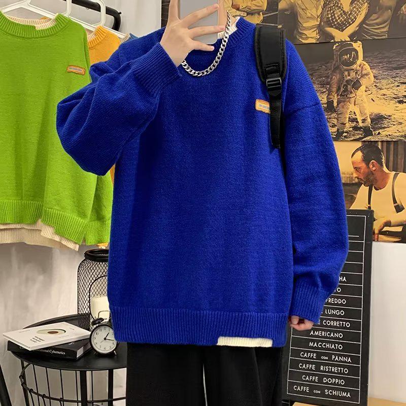 Men's Trendy Loose Knit Sweater - Warm Autumn/Winter Round Neck Pullover Cardigan