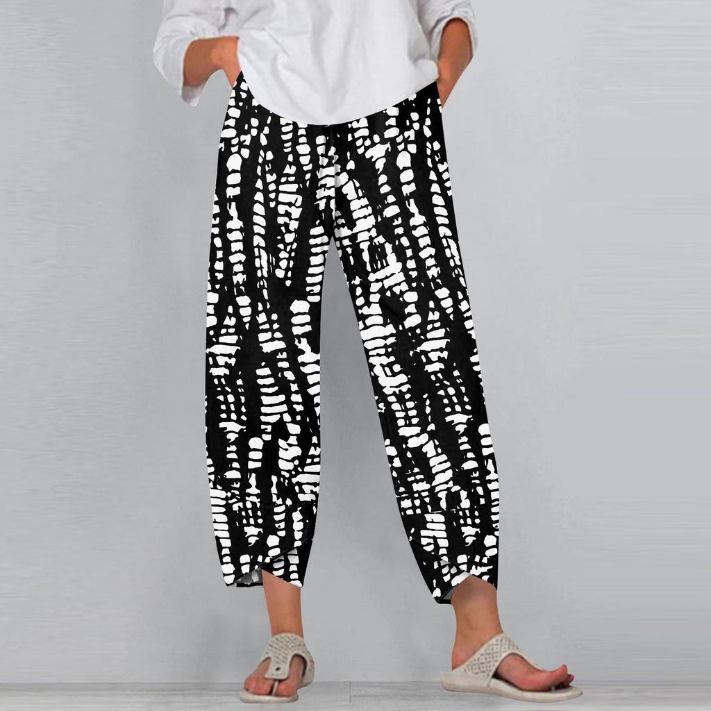 Women's Pants With Pockets Casual Trousers Pants For Women Summer Casual Wide Leg Elastic Waist Pants With Pockets