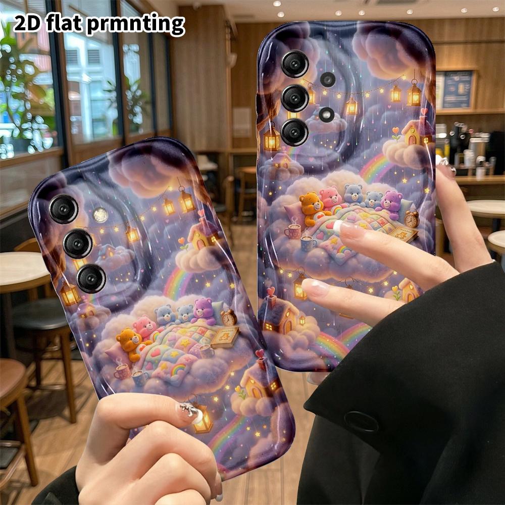 Phone Case: 2D flat, suitable for Samsung Galaxy A34 A35 M05 M06 S20 S22 S21 FE Plus 5G protective case, cloud bear bedroom, perfect Christmas and Hal